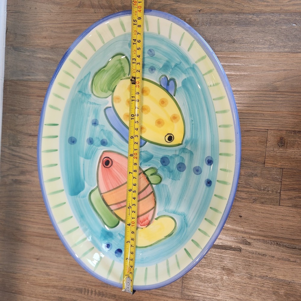 Christian Tortu Italian Ceramic Fish Platter Hand Painted Maiolica Serving Tray - Picture 11 of 14